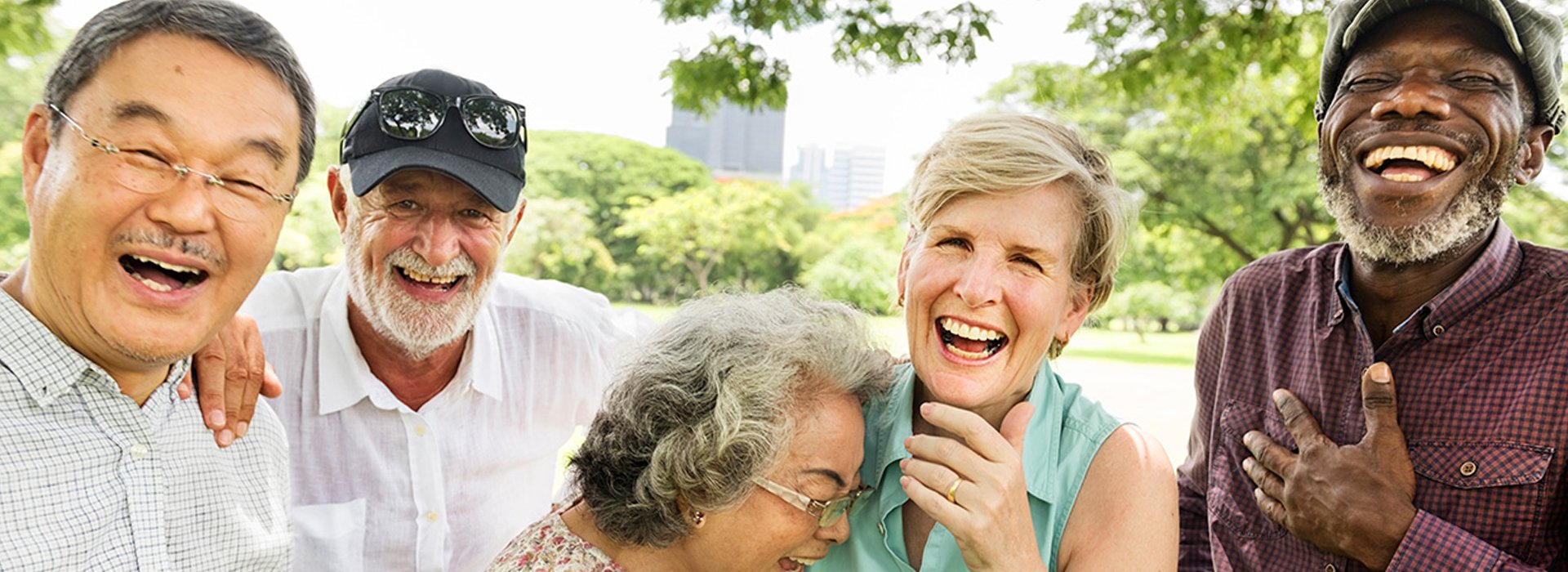 Outdoor Group Portrait Of Senior-Friends